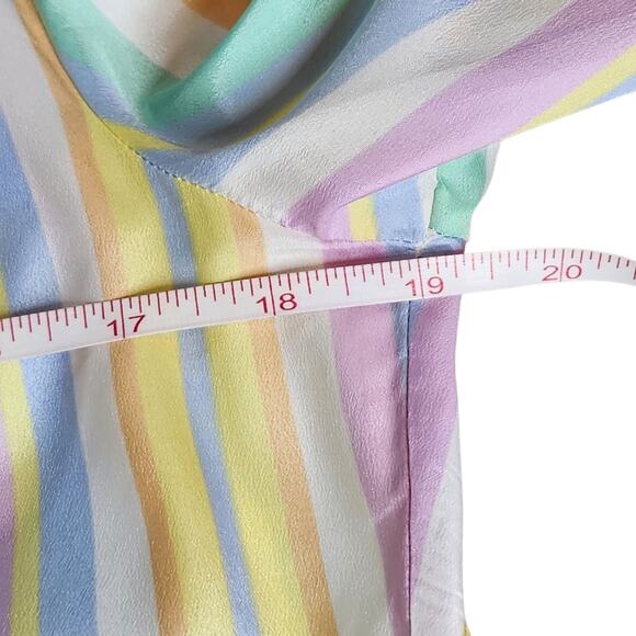 VINTAGE 1980s striped pastel rainbow blouse by Intuitions - Picture 8 of 9